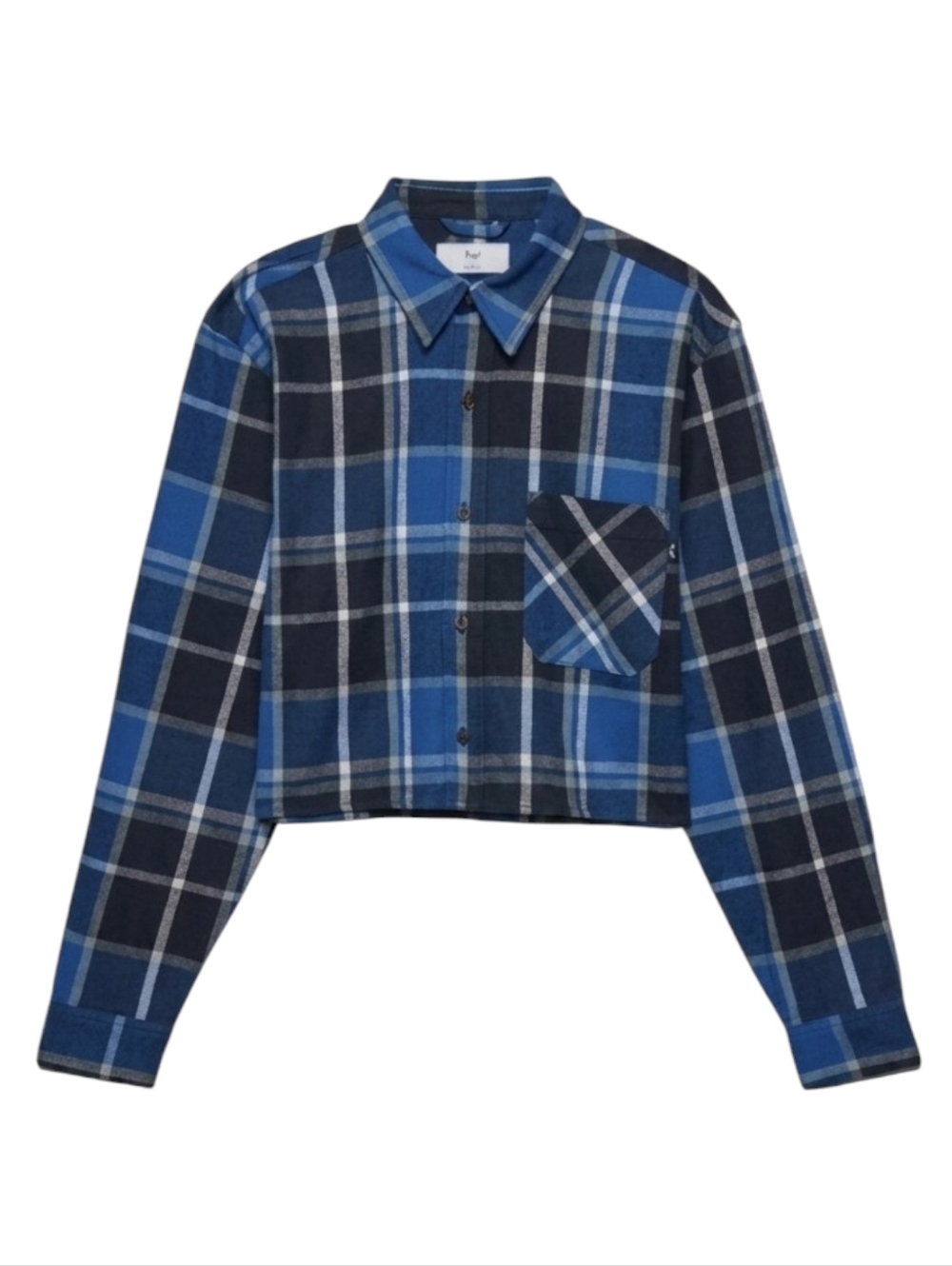 Aritzia TNA Plaid Flannel Shirt XS Black Blue Button Up Cotton Grunge